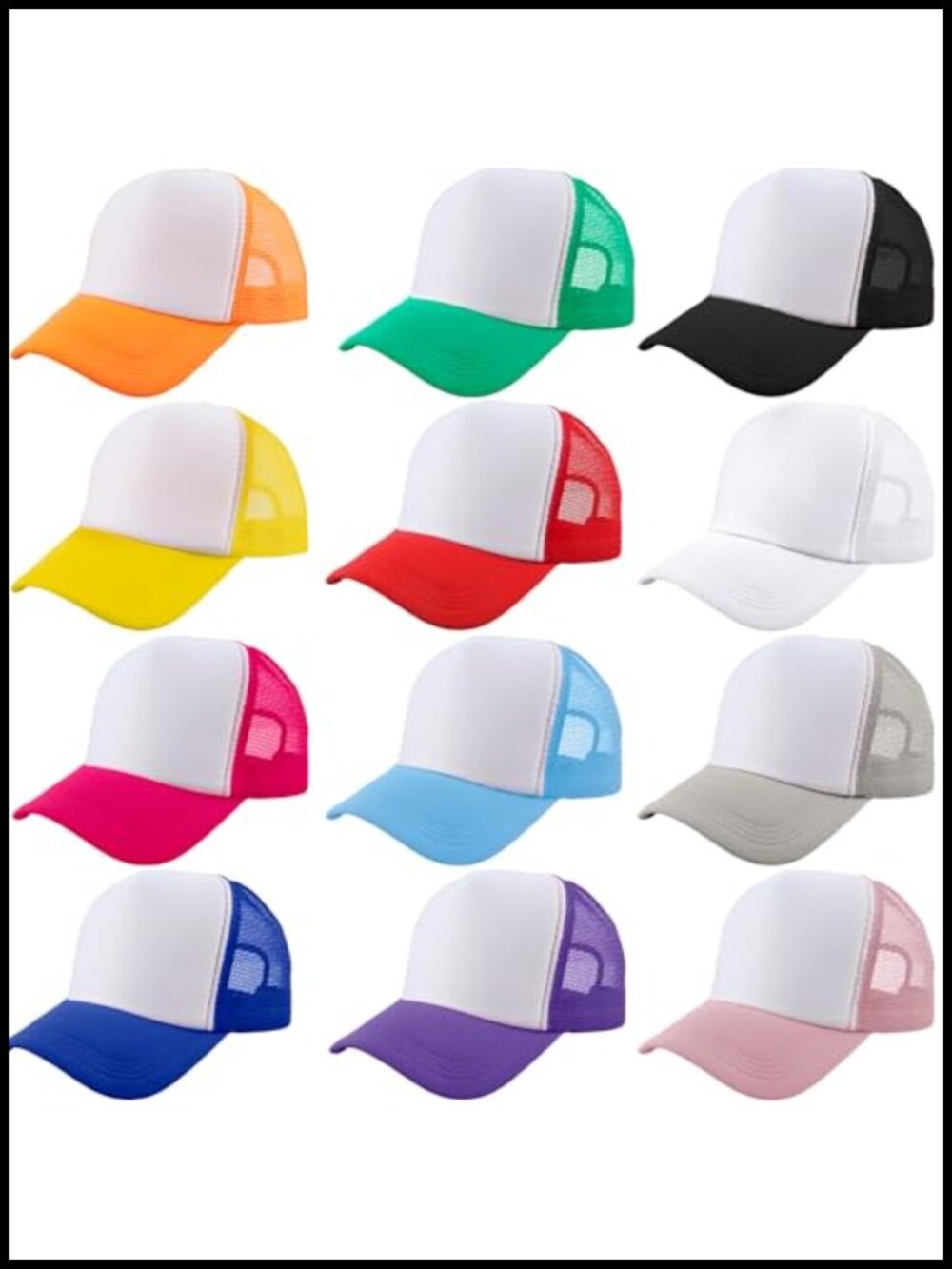 12 Pack Adult Blank Trucker Hats DIY Sublimation Mesh Baseball Caps Summer